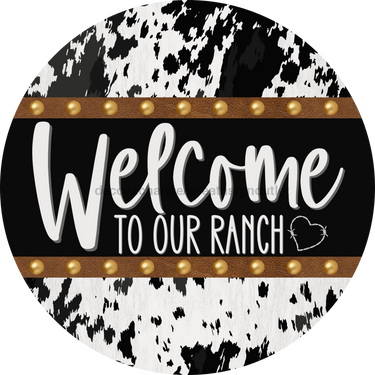 Cow Door Hanger Welcome Dco-01377-Dh 18’ Round Wood